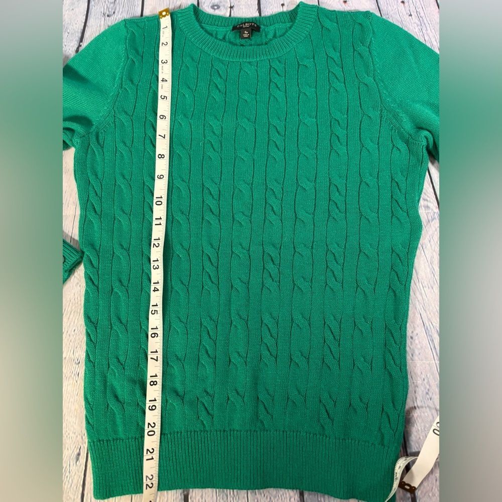 Talbots Green Cableknit Lambswool Preppy Classic Timeless Cottagecore Sweater SP - Picture 9 of 9